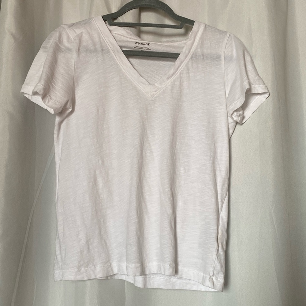 Madewell Whisper Cotten V-Neck T-Shirt in White